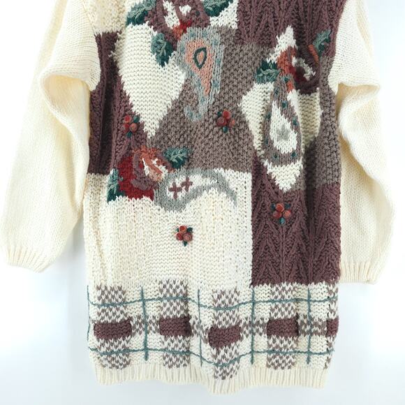 Vtg Deadstock Cottagecore Y2K Shennanigan's Hand Knit 3D Heritage Floral Tunic L - Picture 9 of 16